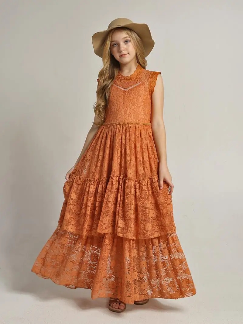 Baby Xmas Clothing - Girls Flower Dress Lace Cotton Dress
